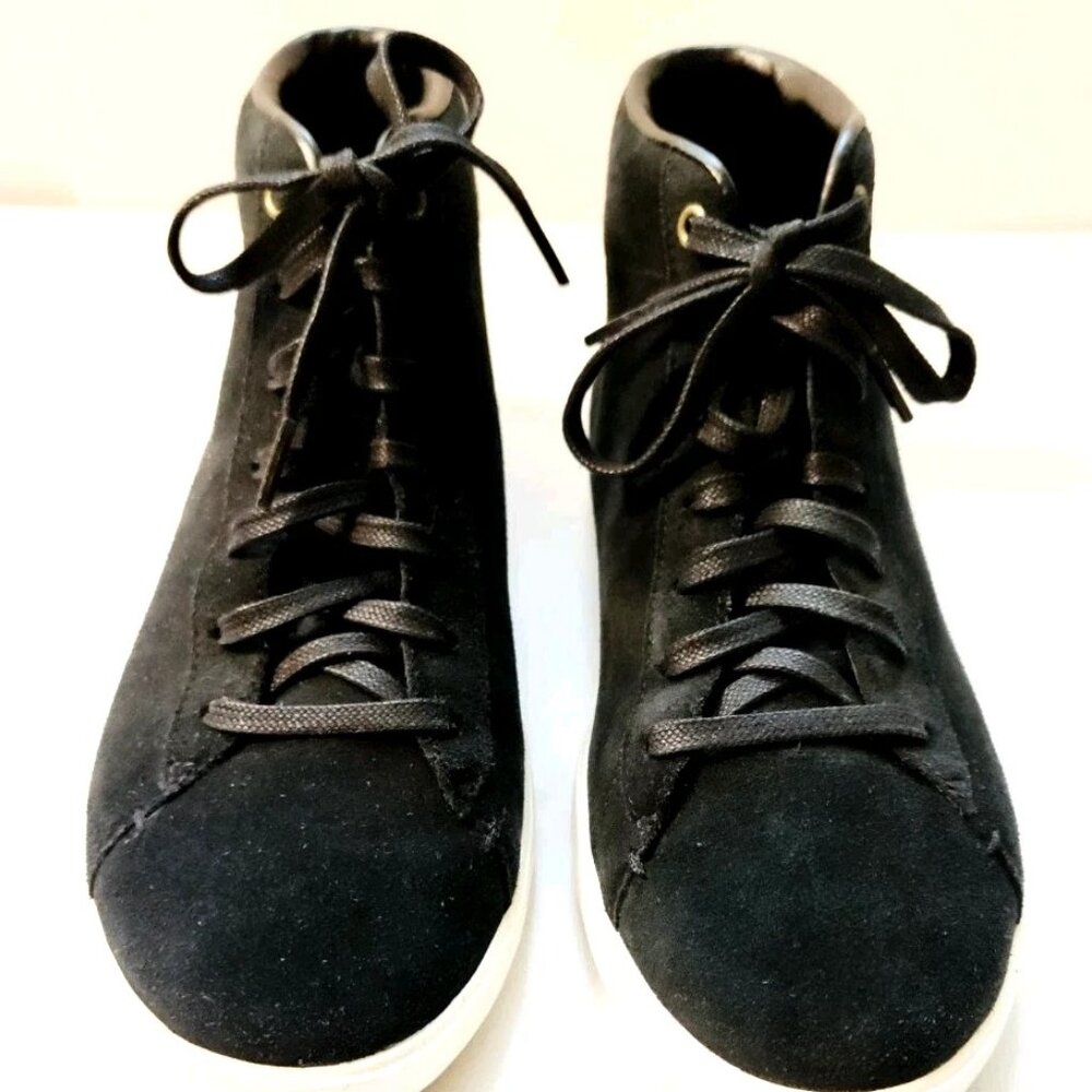 Cole Haan Grand Crosscourt Suede Hi Top Sneakers Size 8.5 Womens Black Lace-Up.